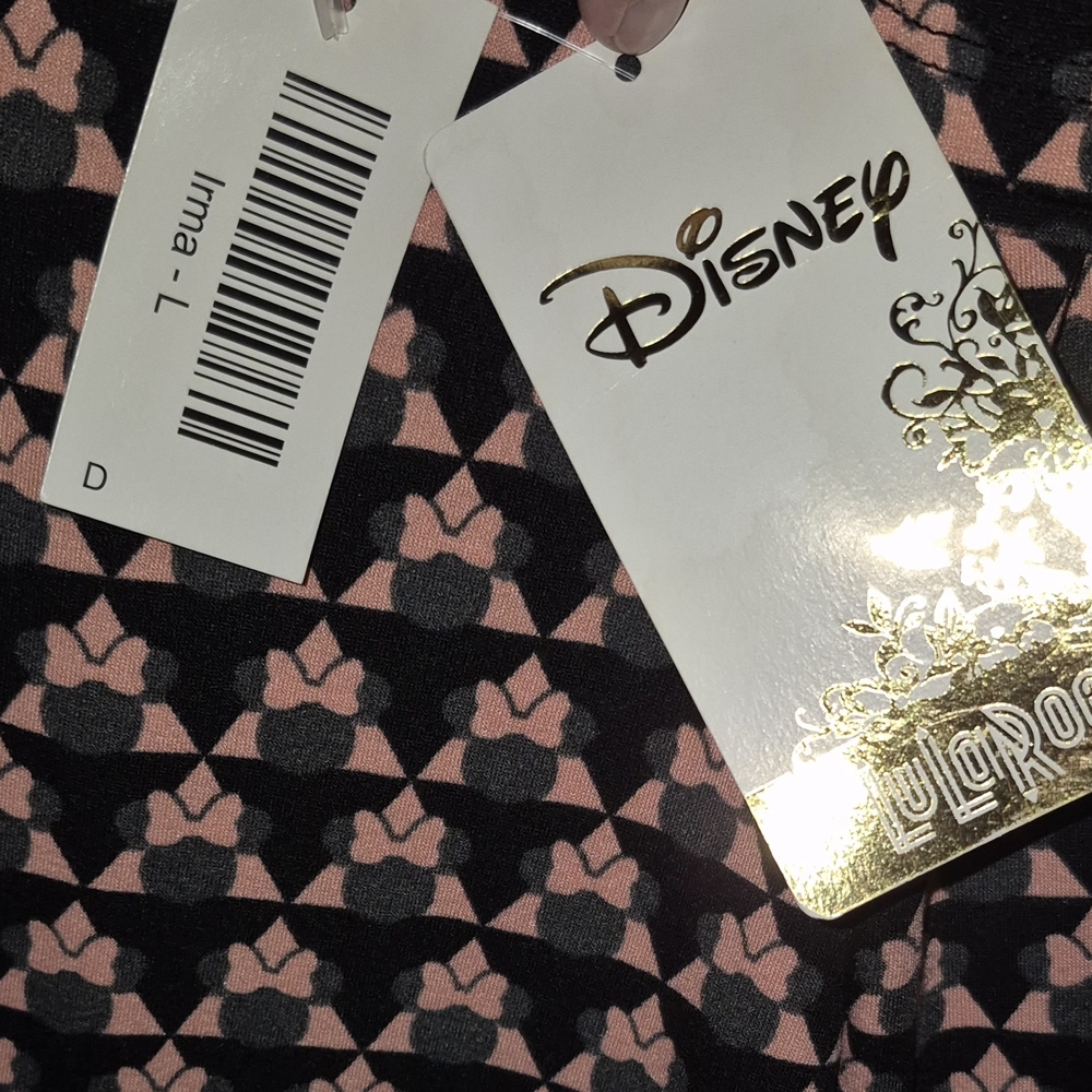 NEW Disney LuLaRoe Women's Large Irma Hi-Lo Minnie Mouse Black And Pink